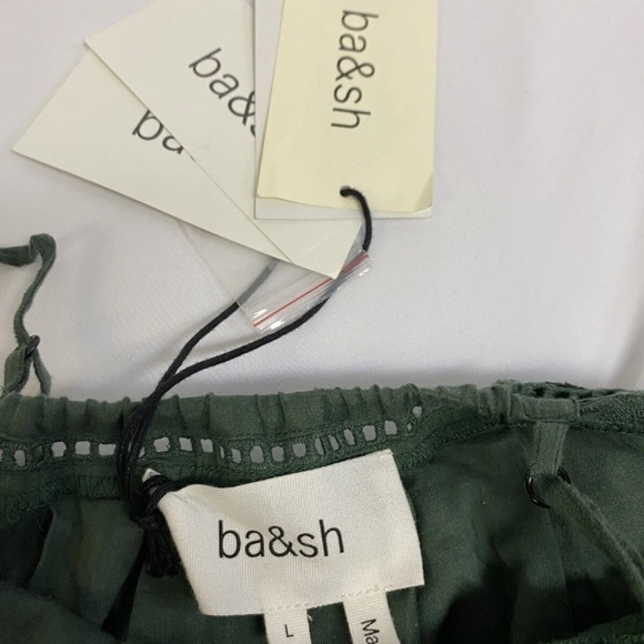 NWT BA&SH Ully Green Striped Textured Midi Dress Sleeveless Sz Lg Made In India - Picture 7 of 16